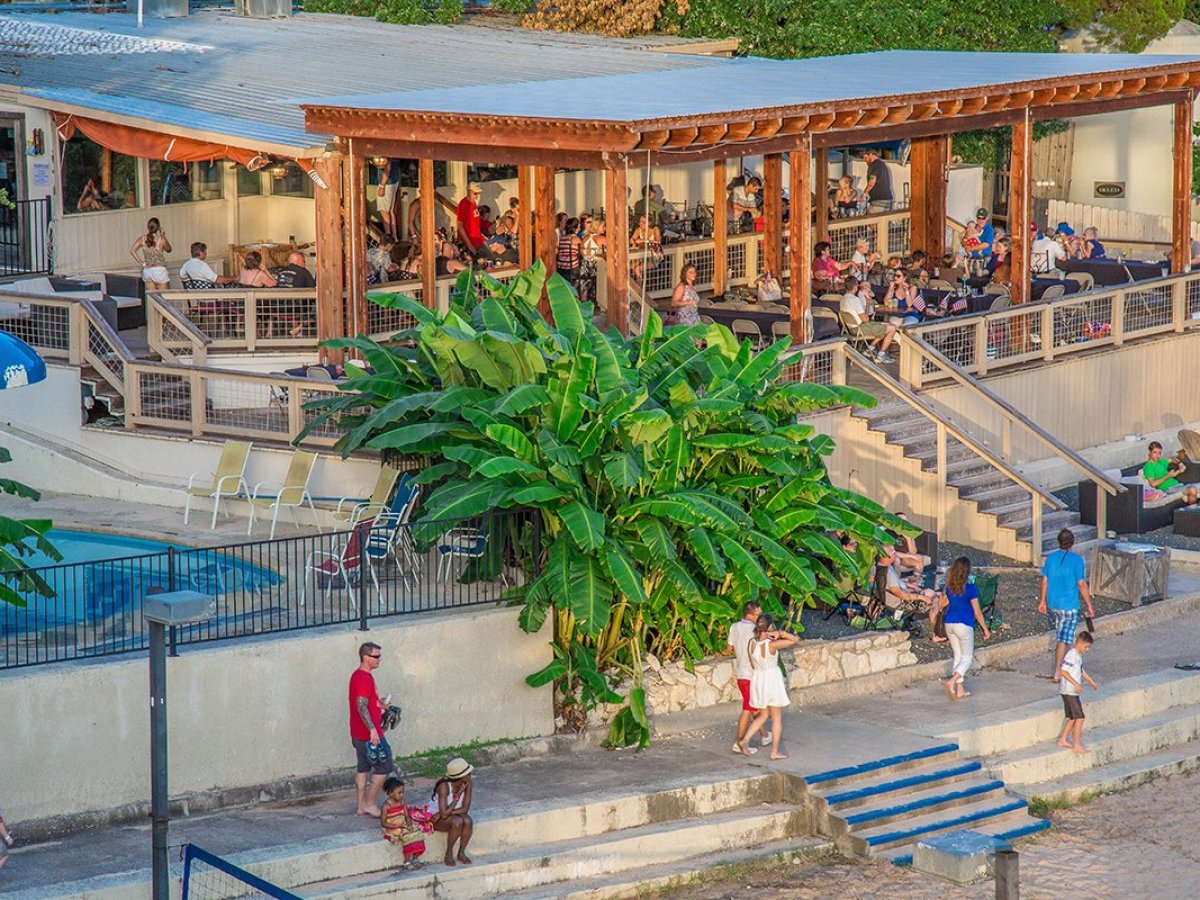 a group of people in a pool