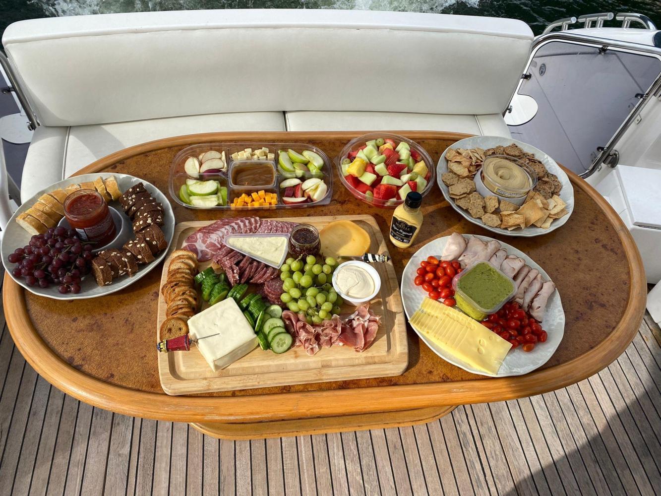 a box filled with different types of food on a plate